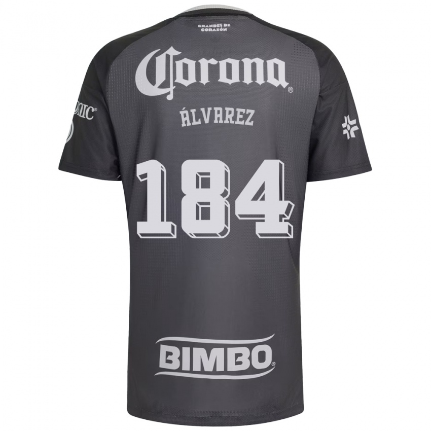 גברים Antonio Álvarez #184 אפור לבן שחור הרחק ג'רזי 2026/27 חולצה קצרה