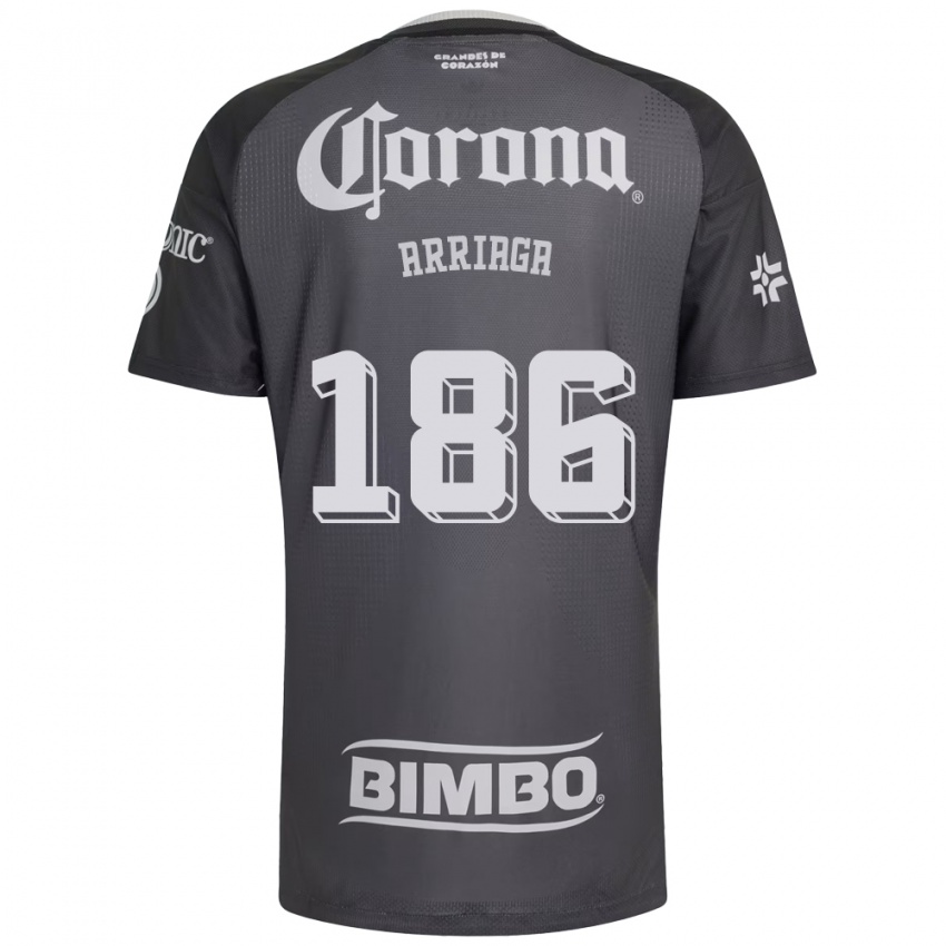 גברים Diego Arriaga #186 אפור לבן שחור הרחק ג'רזי 2026/27 חולצה קצרה