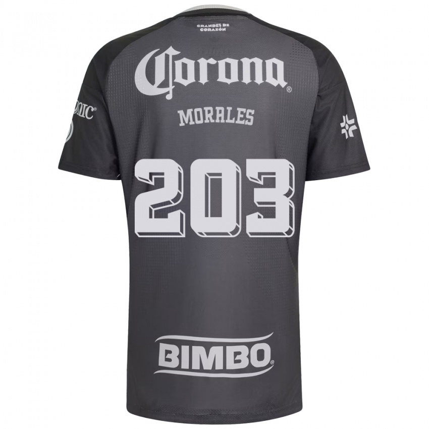 גברים Alan Morales #203 אפור לבן שחור הרחק ג'רזי 2026/27 חולצה קצרה