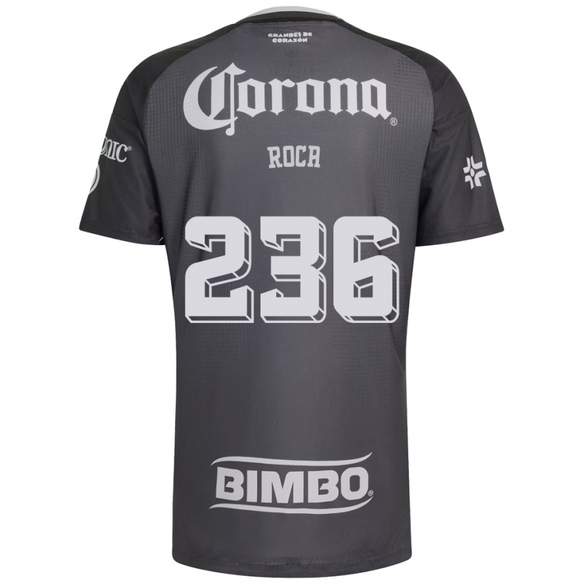 גברים Juan Roca #236 אפור לבן שחור הרחק ג'רזי 2026/27 חולצה קצרה