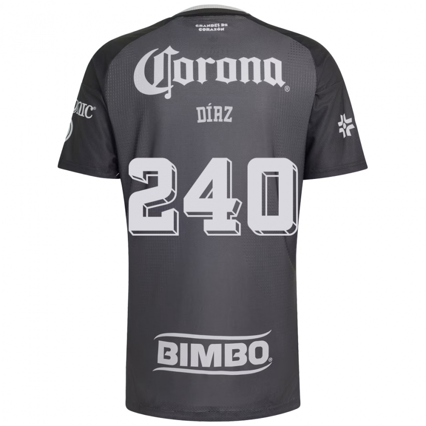 גברים Julio Díaz #240 אפור לבן שחור הרחק ג'רזי 2026/27 חולצה קצרה