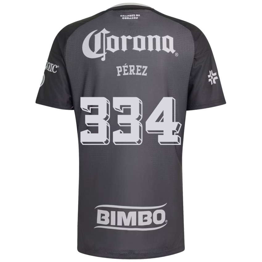 גברים Diego Pérez #334 אפור לבן שחור הרחק ג'רזי 2026/27 חולצה קצרה