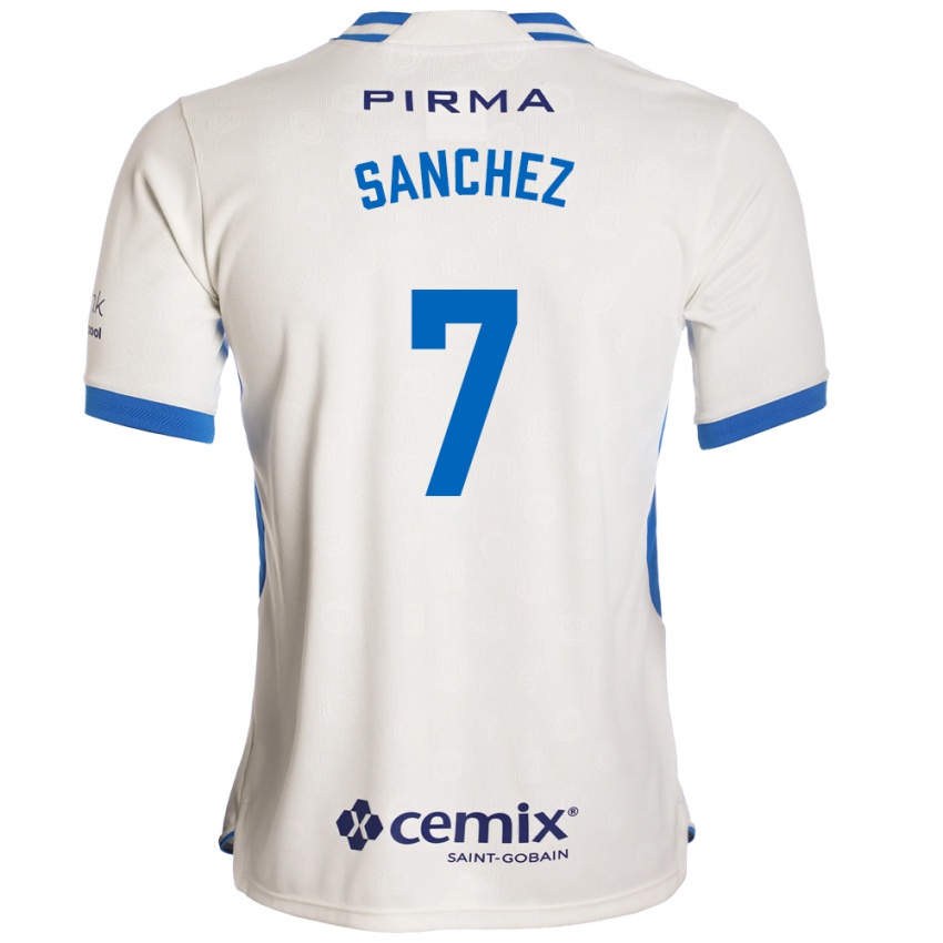 גברים Andrea Sanchez #7 לבן כחול אדום הרחק ג'רזי 2026/27 חולצה קצרה