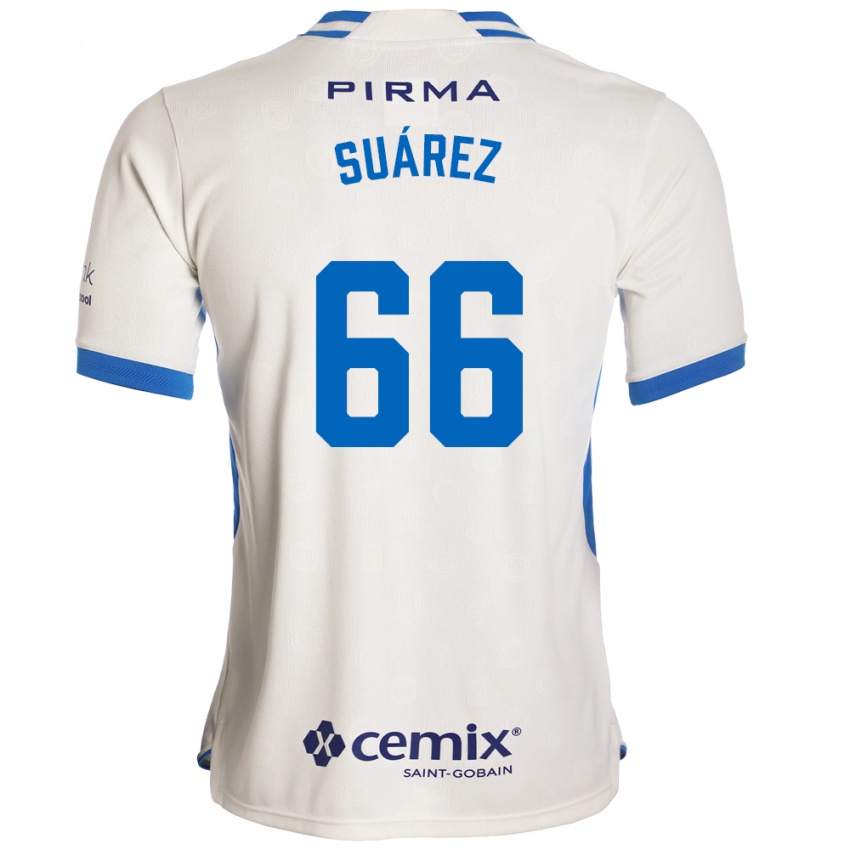 גברים Javier Suárez #66 לבן כחול אדום הרחק ג'רזי 2026/27 חולצה קצרה