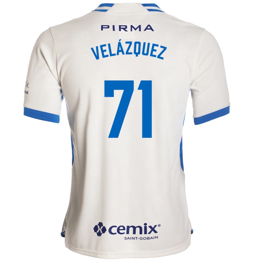 גברים Víctor Velázquez #71 לבן כחול אדום הרחק ג'רזי 2026/27 חולצה קצרה