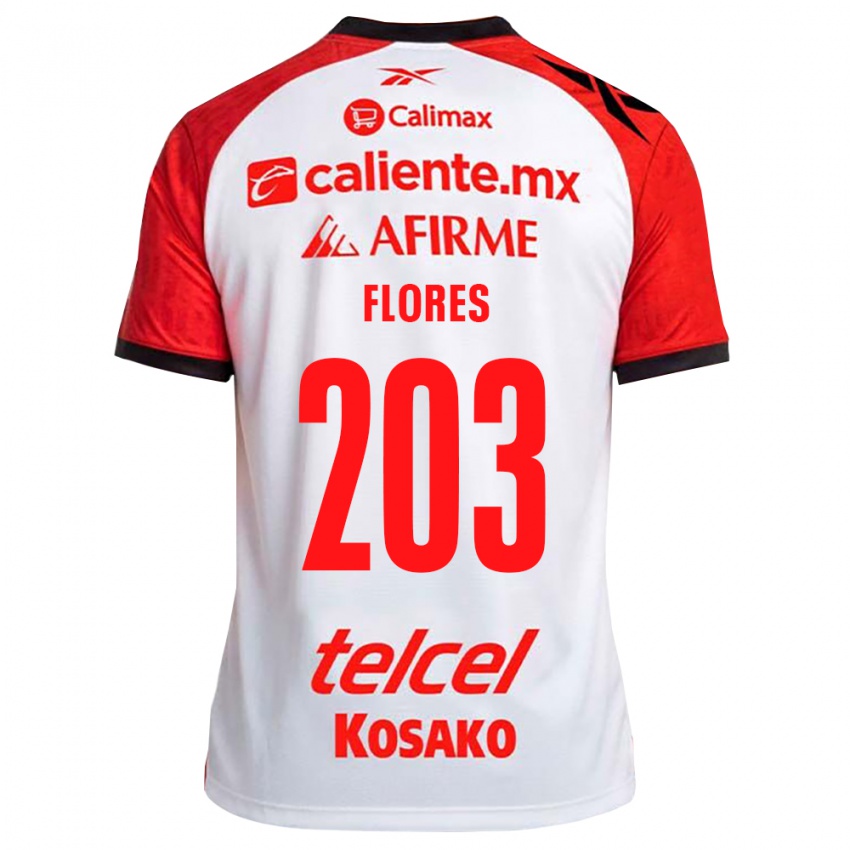 גברים José Flores #203 לבן שחור אדום הרחק ג'רזי 2026/27 חולצה קצרה