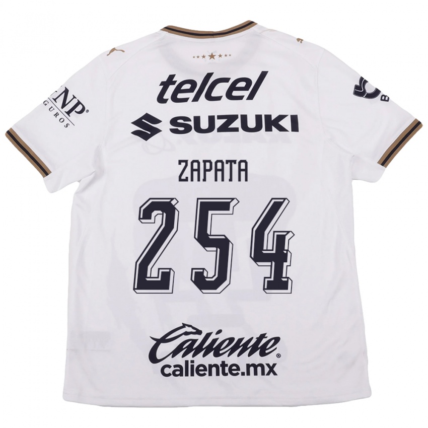 גברים Jan Zapata #254 לבן שחור חום הרחק ג'רזי 2026/27 חולצה קצרה