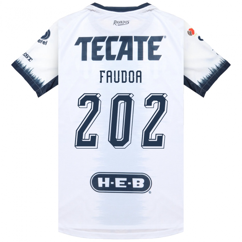גברים Juan Faudoa #202 לבן כחול דיו אדום הרחק ג'רזי 2026/27 חולצה קצרה