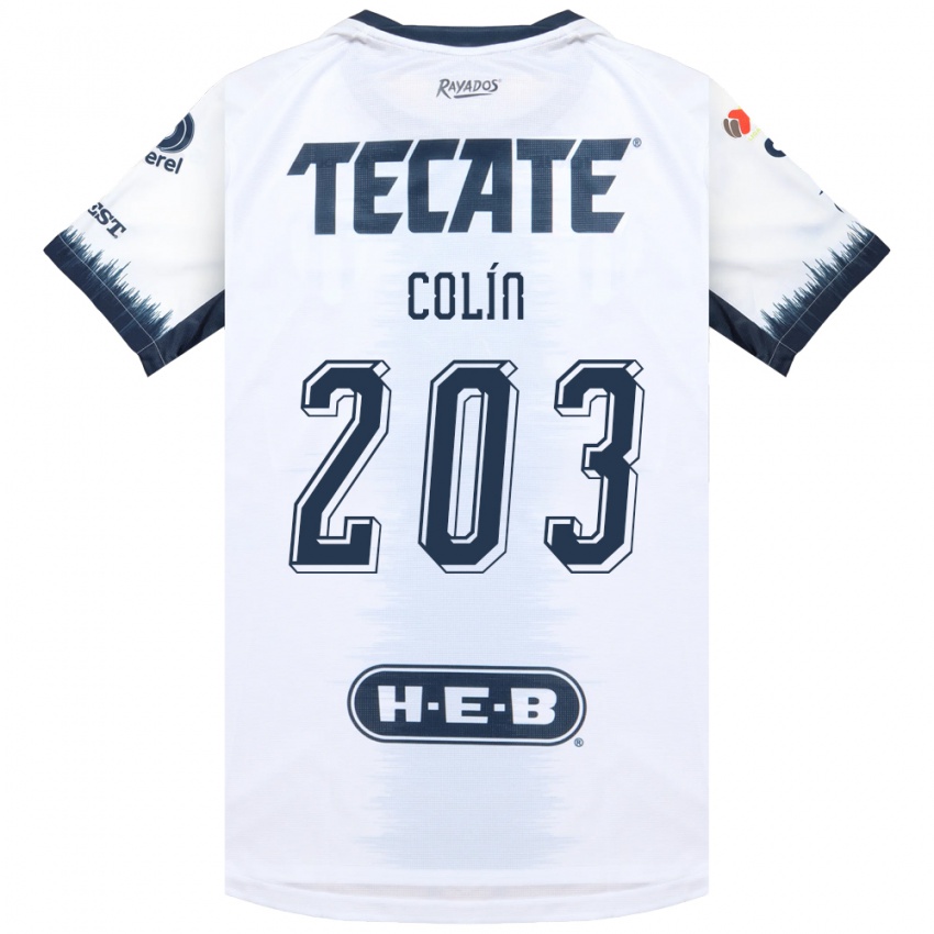 גברים Luis Colín #203 לבן כחול דיו אדום הרחק ג'רזי 2026/27 חולצה קצרה