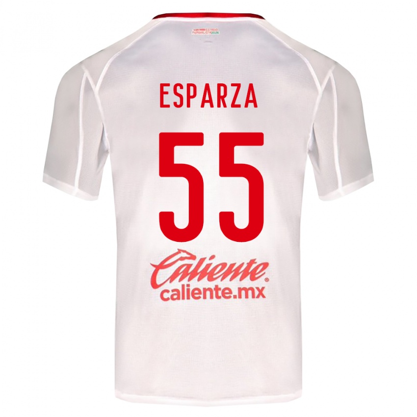 גברים Sebastián Esparza #55 לבן ירוק אדום הרחק ג'רזי 2026/27 חולצה קצרה