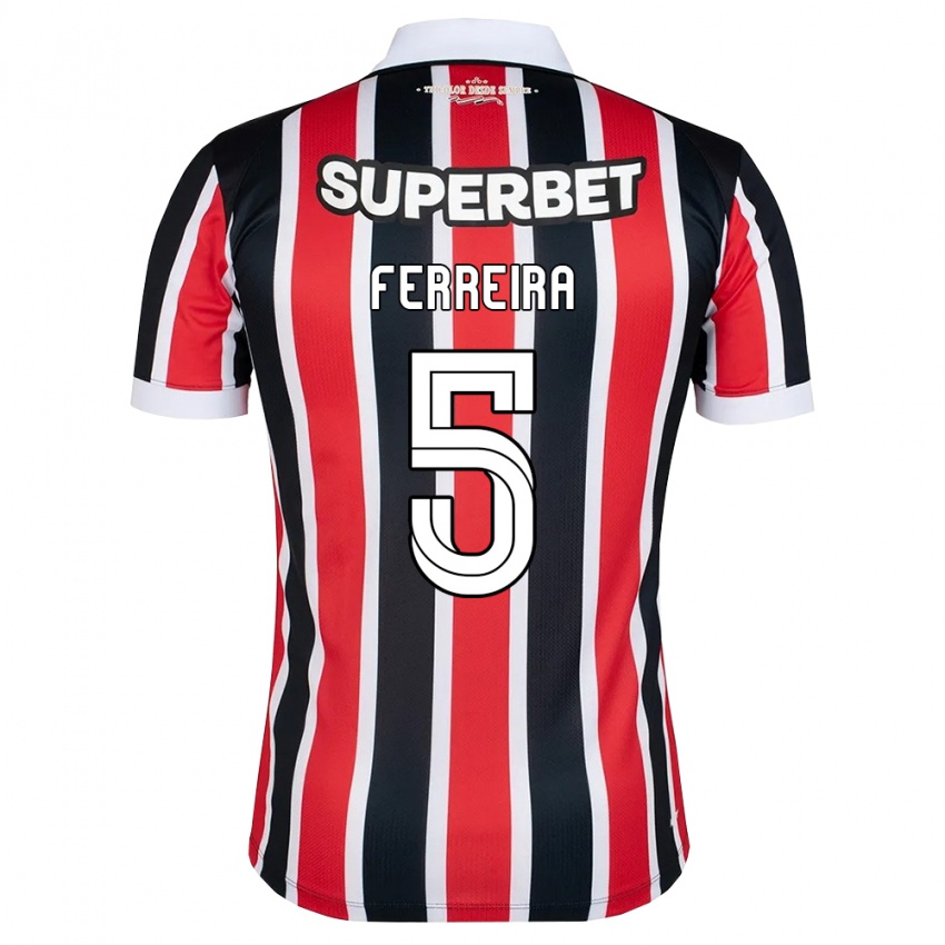 גברים Matheus Ferreira #5 אדום לבן שחור הרחק ג'רזי 2026/27 חולצה קצרה