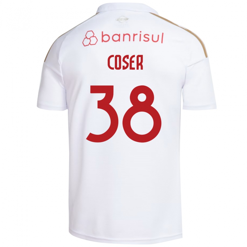 גברים Diego Coser #38 אדום לבן הרחק ג'רזי 2026/27 חולצה קצרה
