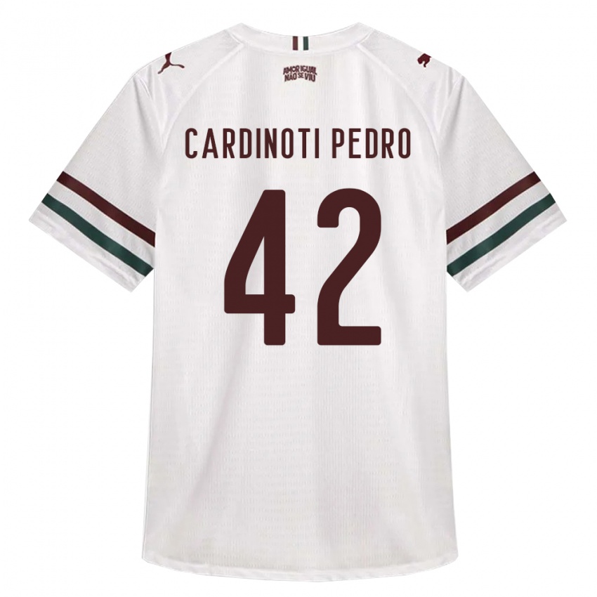 גברים Jhonny Cardinoti Pedro #42 לבן ירוק בורדו הרחק ג'רזי 2026/27 חולצה קצרה