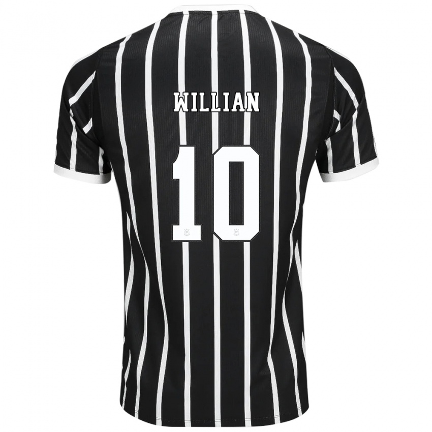 גברים Willian #10 שחור לבן אדום הרחק ג'רזי 2026/27 חולצה קצרה