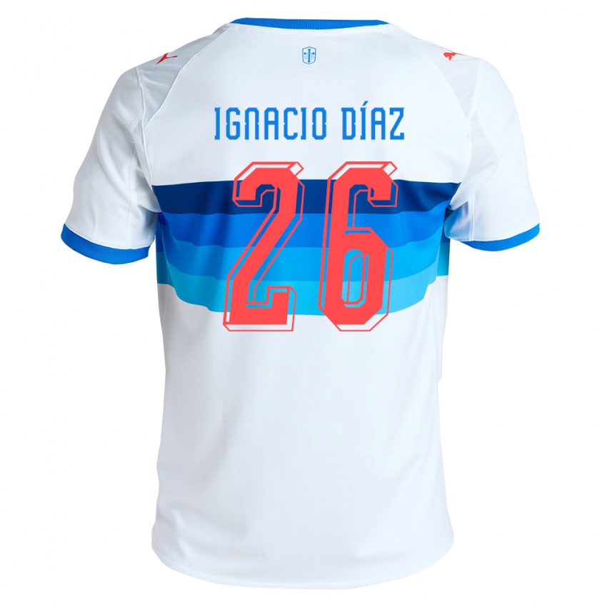 נשים Juan Ignacio Díaz #26 לבן כחול שמיים ג'רזי ביתית 2026/27 חולצה קצרה