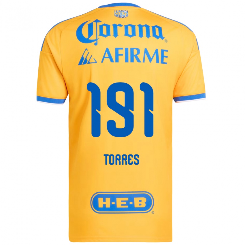 נשים Aldo Torres #191 צהוב כחול ג'רזי ביתית 2026/27 חולצה קצרה