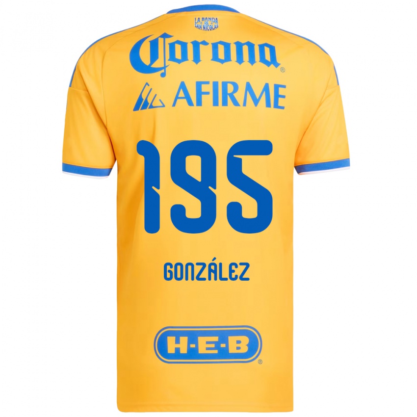 נשים Germán González #195 צהוב כחול ג'רזי ביתית 2026/27 חולצה קצרה