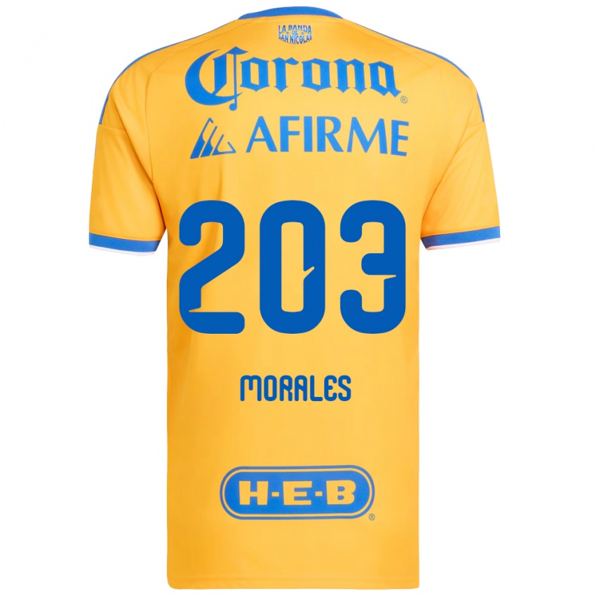 נשים Carlos Morales #203 צהוב כחול ג'רזי ביתית 2026/27 חולצה קצרה