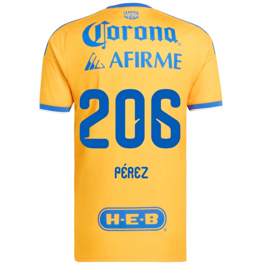 נשים Emmir Pérez #206 צהוב כחול ג'רזי ביתית 2026/27 חולצה קצרה