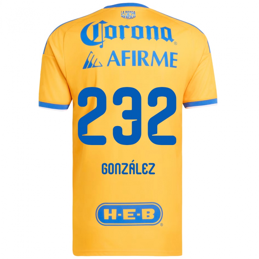 נשים César González #232 צהוב כחול ג'רזי ביתית 2026/27 חולצה קצרה