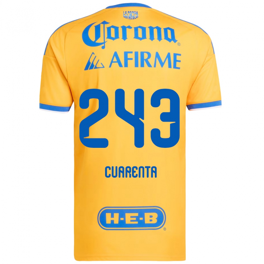 נשים Brandón Cuarenta #243 צהוב כחול ג'רזי ביתית 2026/27 חולצה קצרה
