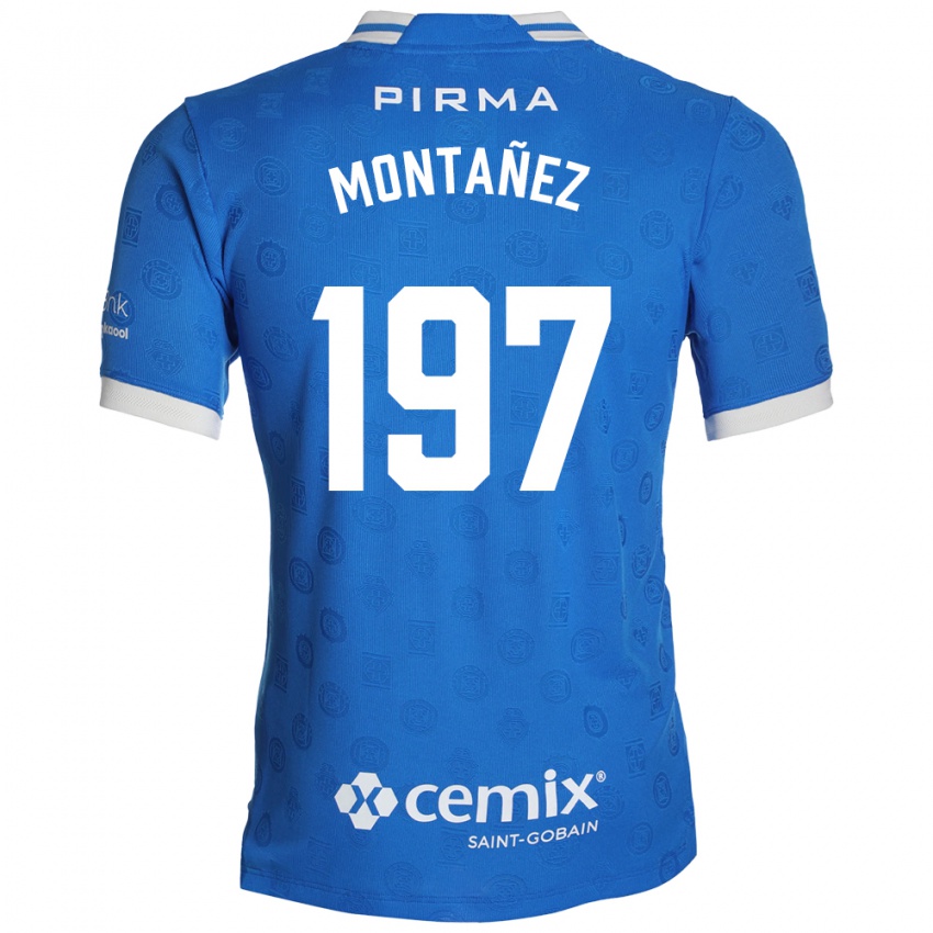 נשים Humberto Montañez #197 כחול לבן אדום ג'רזי ביתית 2026/27 חולצה קצרה