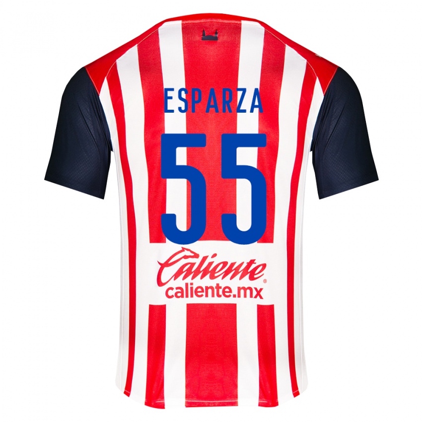 נשים Sebastián Esparza #55 אדום שחור לבן ג'רזי ביתית 2026/27 חולצה קצרה