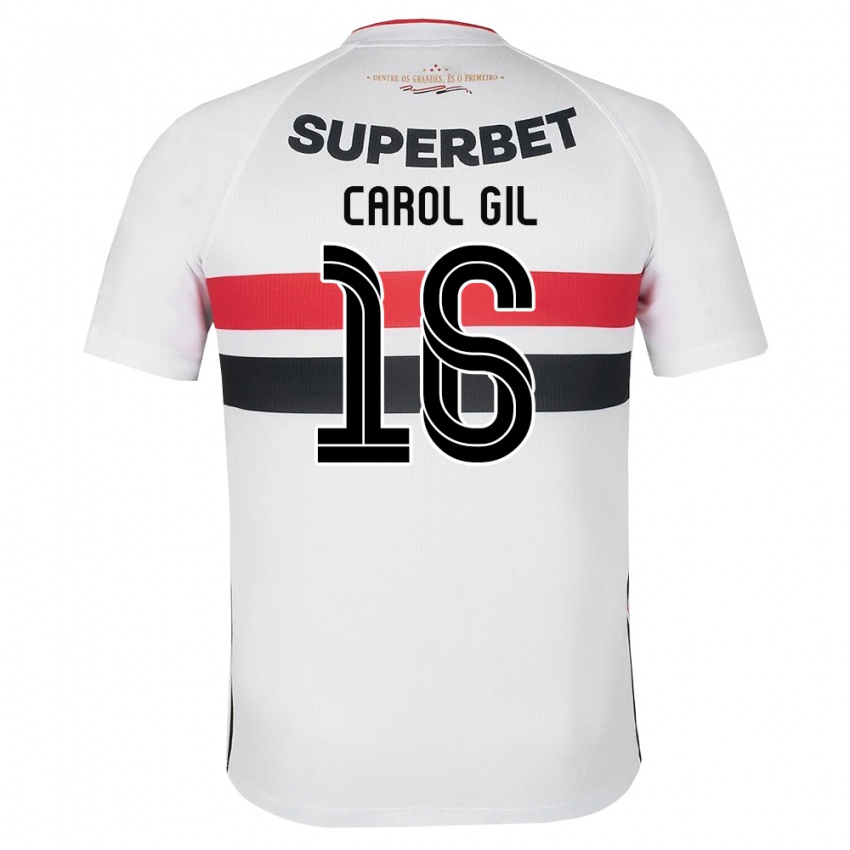 נשים Carol Gil #16 לבן אדום שחור ג'רזי ביתית 2026/27 חולצה קצרה