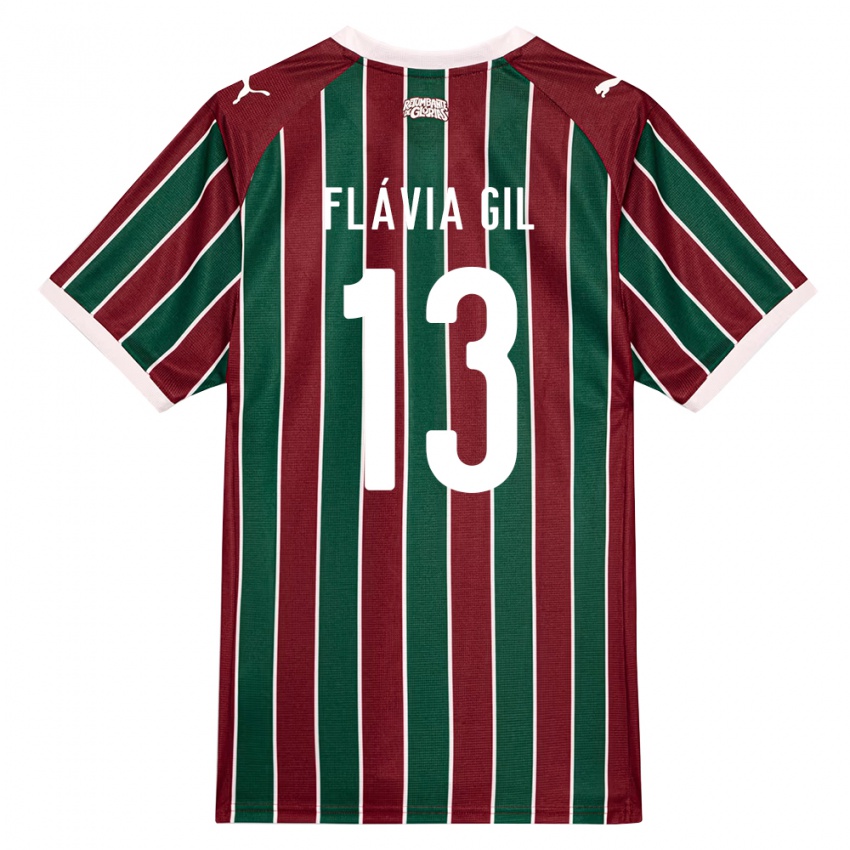 נשים Flávia Gil #13 ירוק בורדו לבן ג'רזי ביתית 2026/27 חולצה קצרה