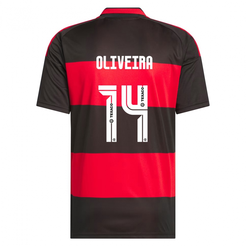 נשים Gustavo Oliveira #14 אדום שחור לבן ג'רזי ביתית 2026/27 חולצה קצרה