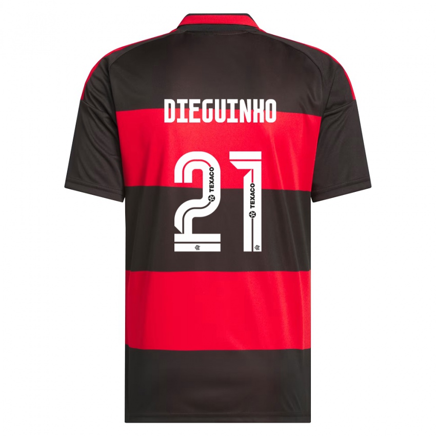 נשים Dieguinho #21 אדום שחור לבן ג'רזי ביתית 2026/27 חולצה קצרה
