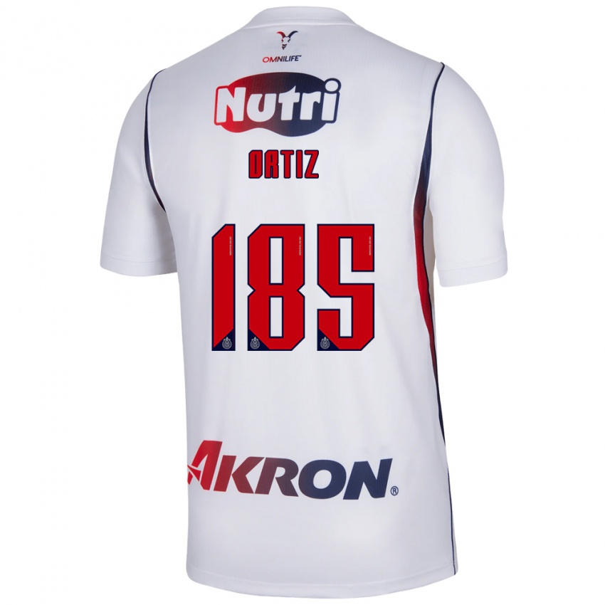נשים Gibrán Ortiz #185 לבן כחול צי אדום הרחק ג'רזי 2026/27 חולצה קצרה