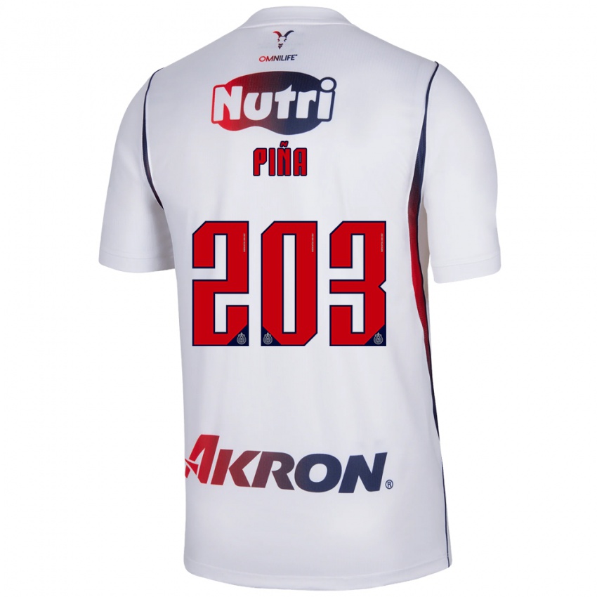נשים Fernando Piña #203 לבן כחול צי אדום הרחק ג'רזי 2026/27 חולצה קצרה