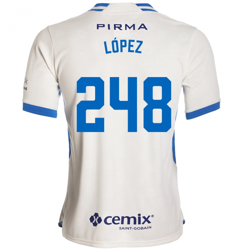נשים Ernesto López #248 לבן כחול אדום הרחק ג'רזי 2026/27 חולצה קצרה