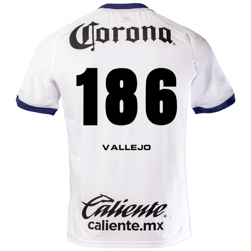 נשים Saúl Vallejo #186 לבן כחול שחור הרחק ג'רזי 2026/27 חולצה קצרה