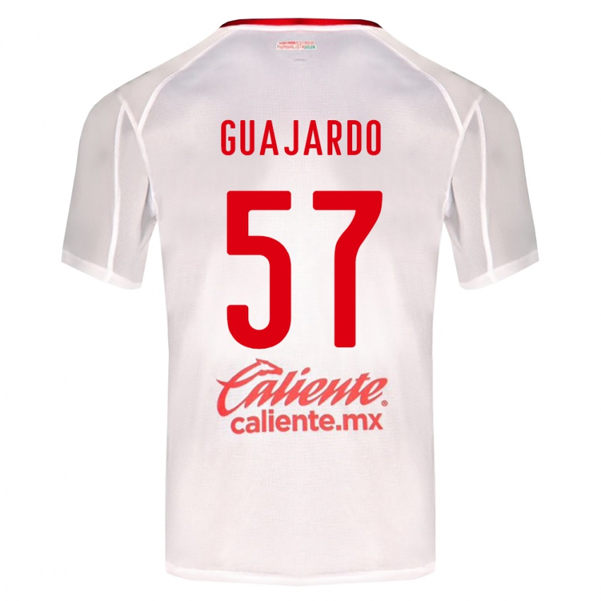 נשים Dylan Guajardo #57 לבן ירוק אדום הרחק ג'רזי 2026/27 חולצה קצרה