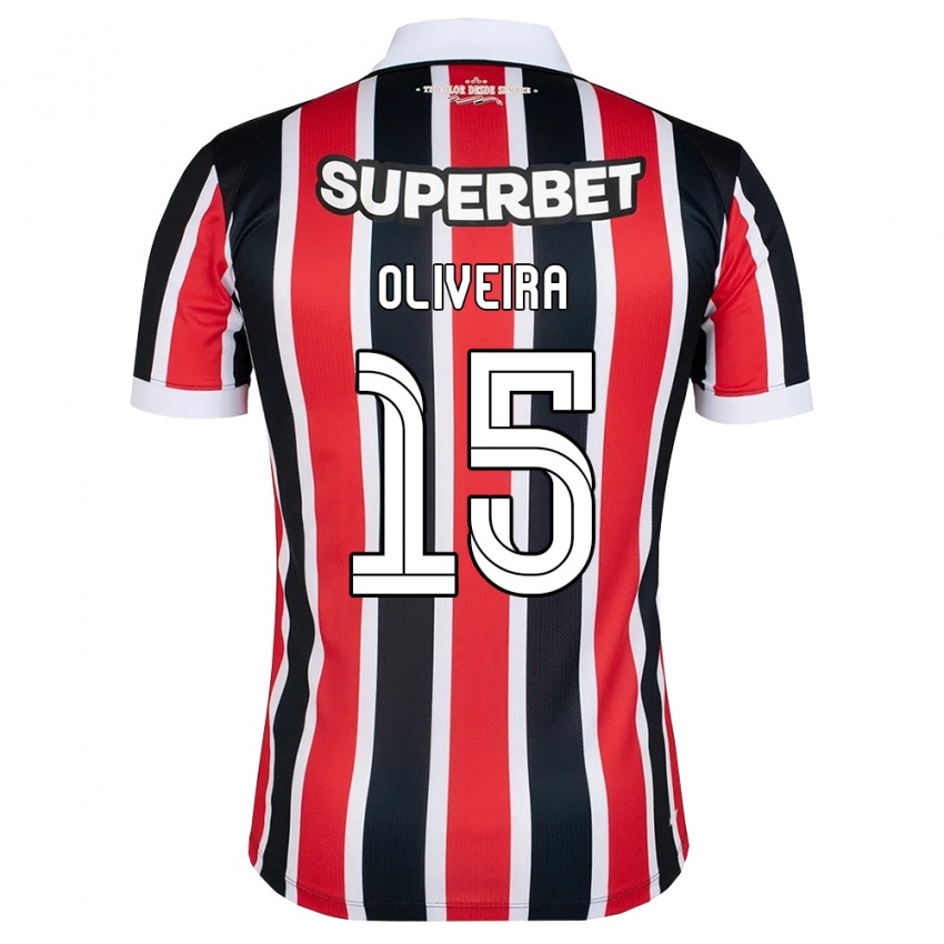 נשים Felipe Oliveira #15 אדום לבן שחור הרחק ג'רזי 2026/27 חולצה קצרה
