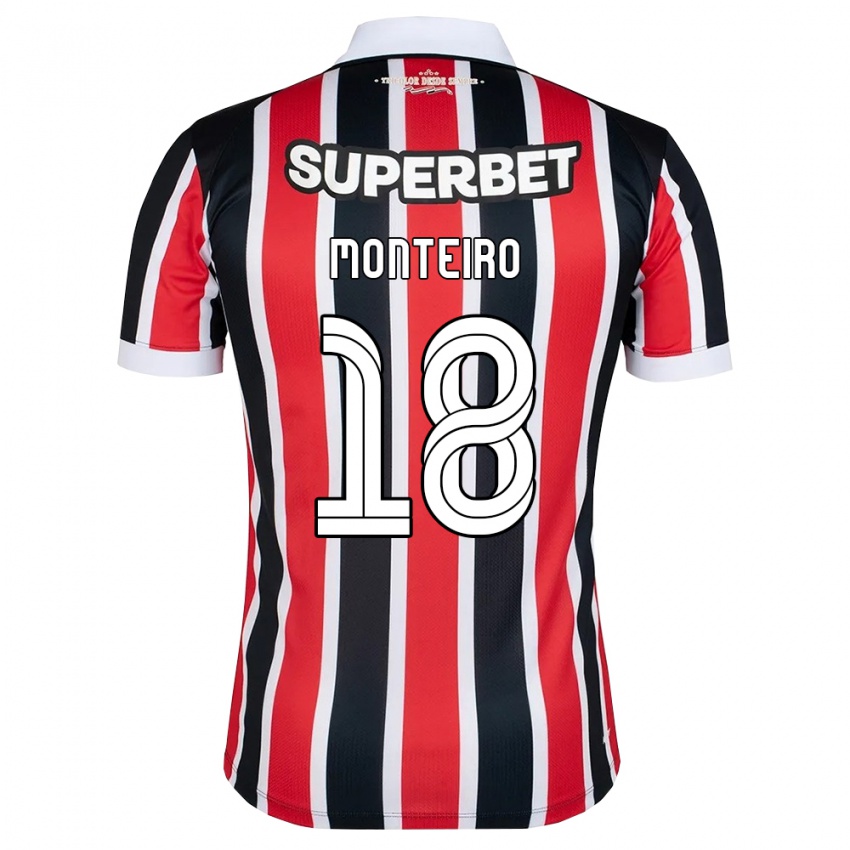 נשים Samuel Monteiro #18 אדום לבן שחור הרחק ג'רזי 2026/27 חולצה קצרה