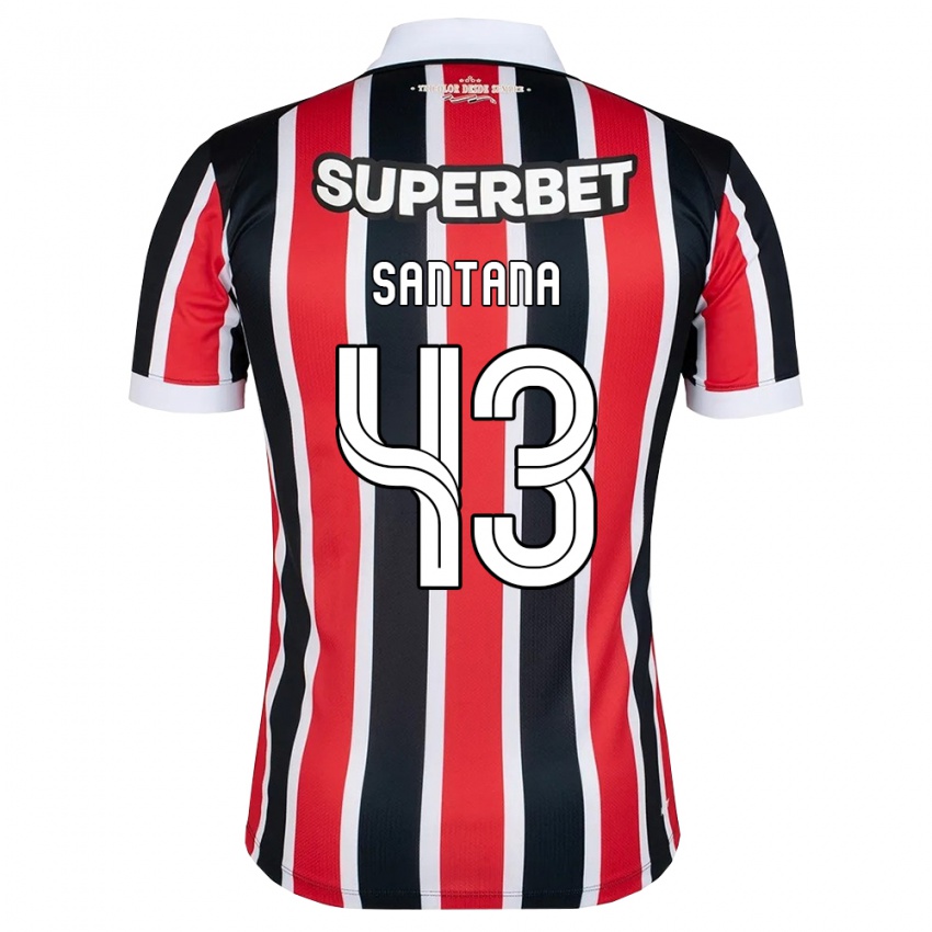 נשים Gustavo Santana #43 אדום לבן שחור הרחק ג'רזי 2026/27 חולצה קצרה