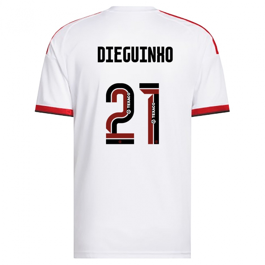 נשים Dieguinho #21 לבן אדום שחור הרחק ג'רזי 2026/27 חולצה קצרה