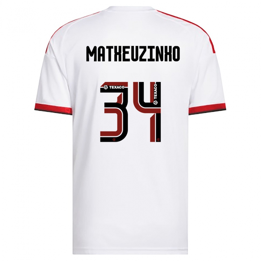 נשים Matheuzinho #34 לבן אדום שחור הרחק ג'רזי 2026/27 חולצה קצרה