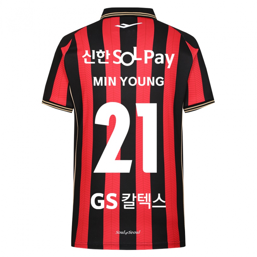 ילדים Jeong Min-Young #21 אדום לבן שחור ג'רזי ביתית 2026/27 חולצה קצרה