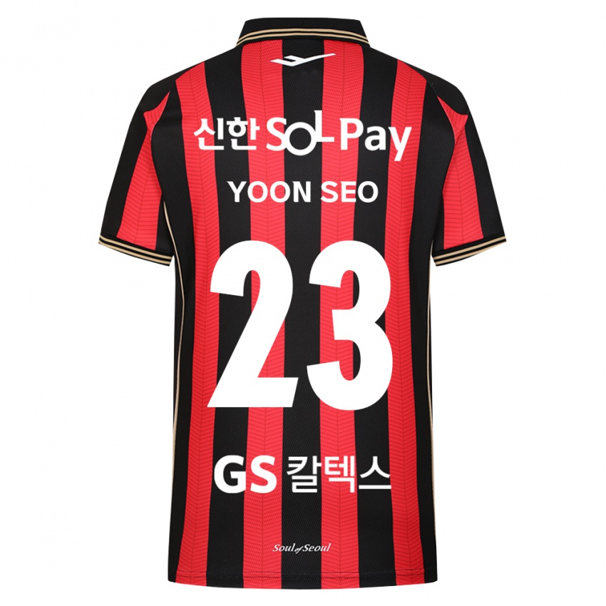 ילדים Jang Yoon-Seo #23 אדום לבן שחור ג'רזי ביתית 2026/27 חולצה קצרה