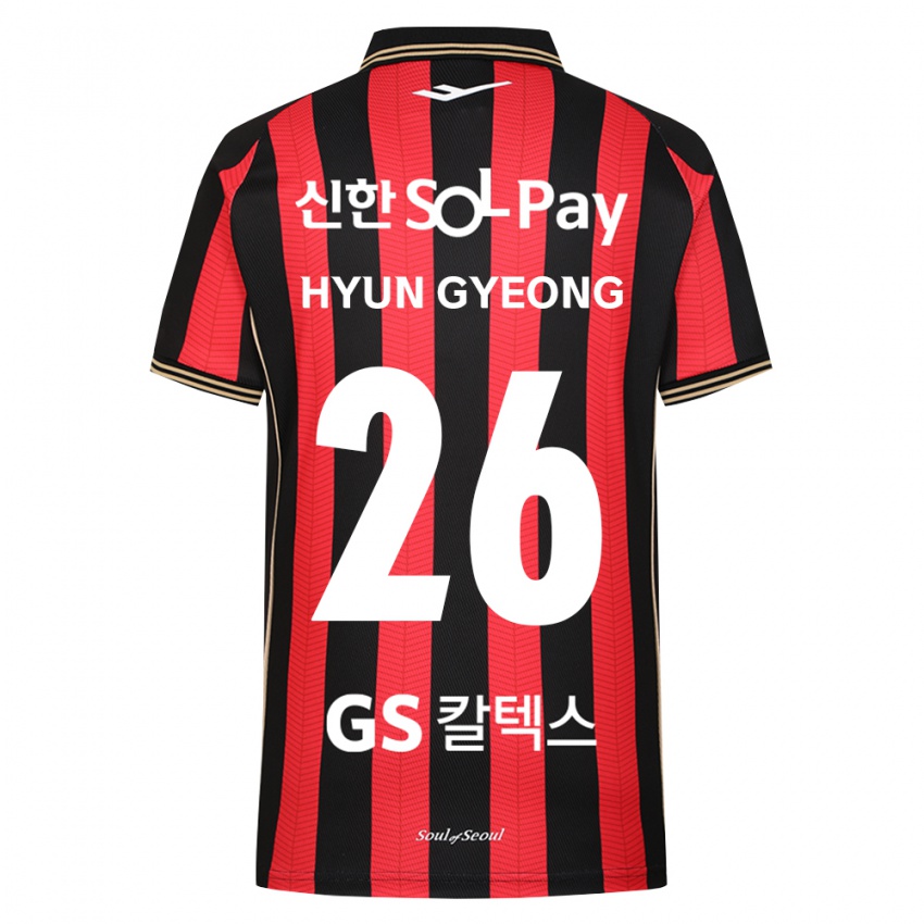 ילדים Jeong Hyun-Gyeong #26 אדום לבן שחור ג'רזי ביתית 2026/27 חולצה קצרה