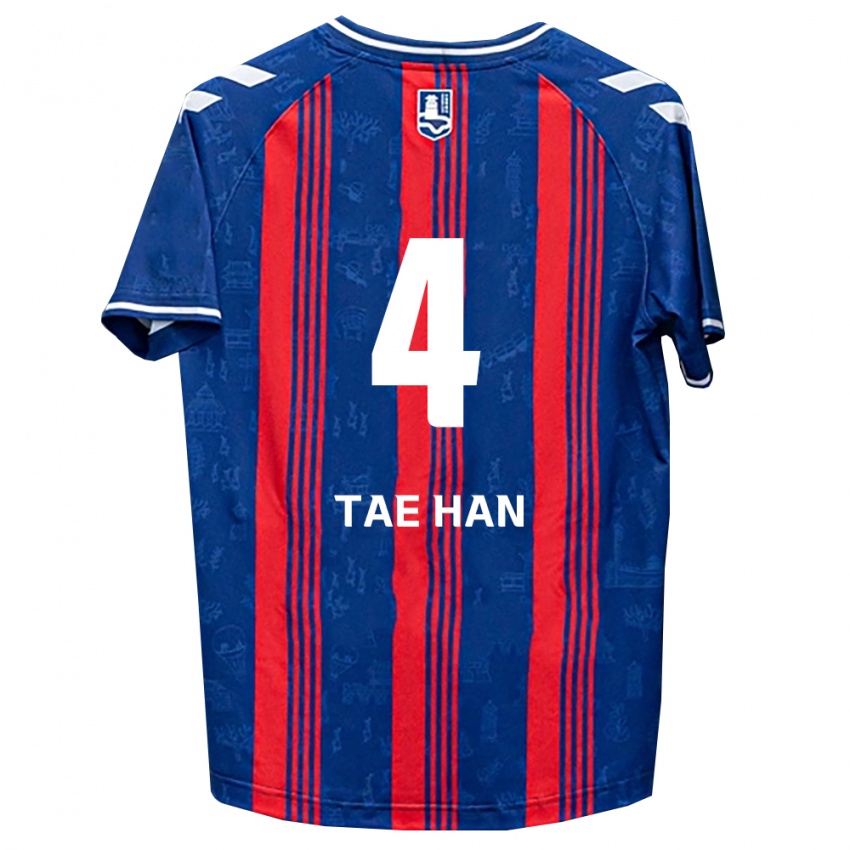 ילדים Tae-Han Kim #4 כחול אדום לבן ג'רזי ביתית 2026/27 חולצה קצרה