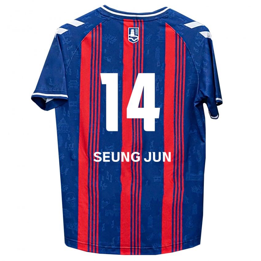 ילדים Seung-Jun Yeom #14 כחול אדום לבן ג'רזי ביתית 2026/27 חולצה קצרה