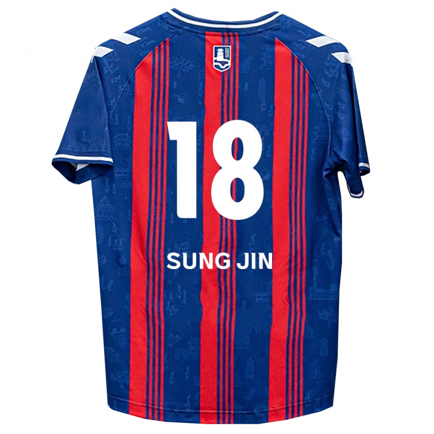 ילדים Sung-Jin Yoon #18 כחול אדום לבן ג'רזי ביתית 2026/27 חולצה קצרה