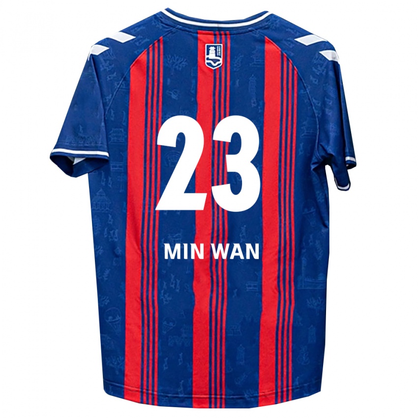ילדים Min-Wan Kang #23 כחול אדום לבן ג'רזי ביתית 2026/27 חולצה קצרה