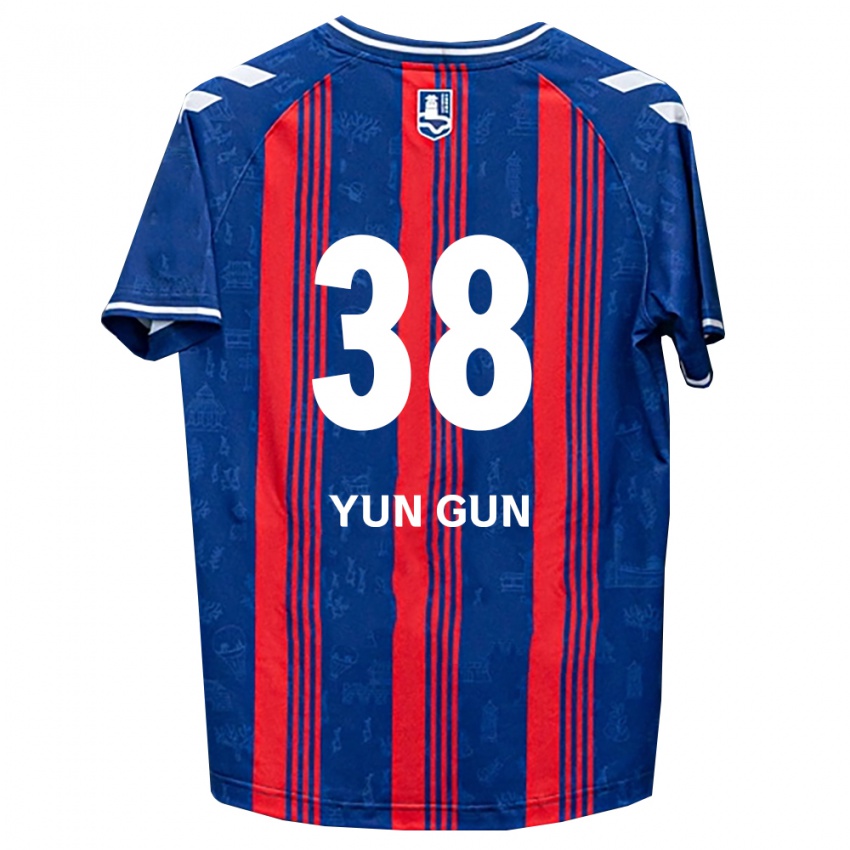 ילדים Yun-Gun Lee #38 כחול אדום לבן ג'רזי ביתית 2026/27 חולצה קצרה