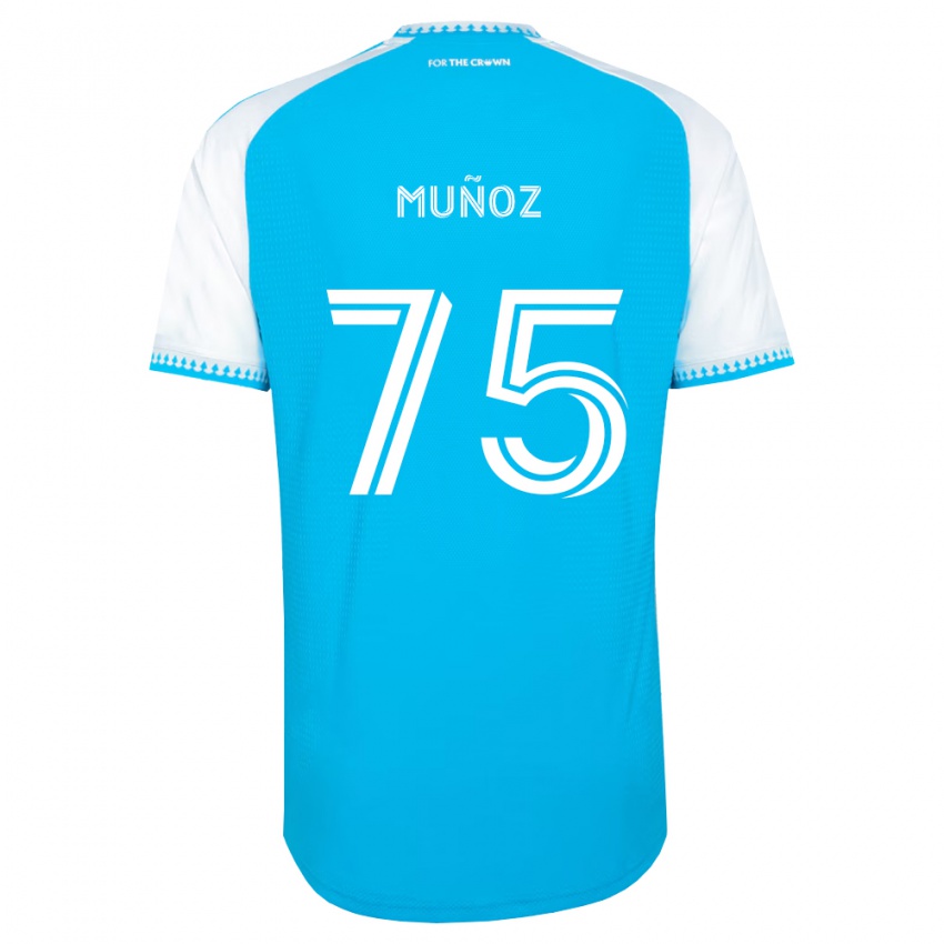 ילדים Jeremiah Muñoz #75 כחול שמיים לבן שחור ג'רזי ביתית 2026/27 חולצה קצרה